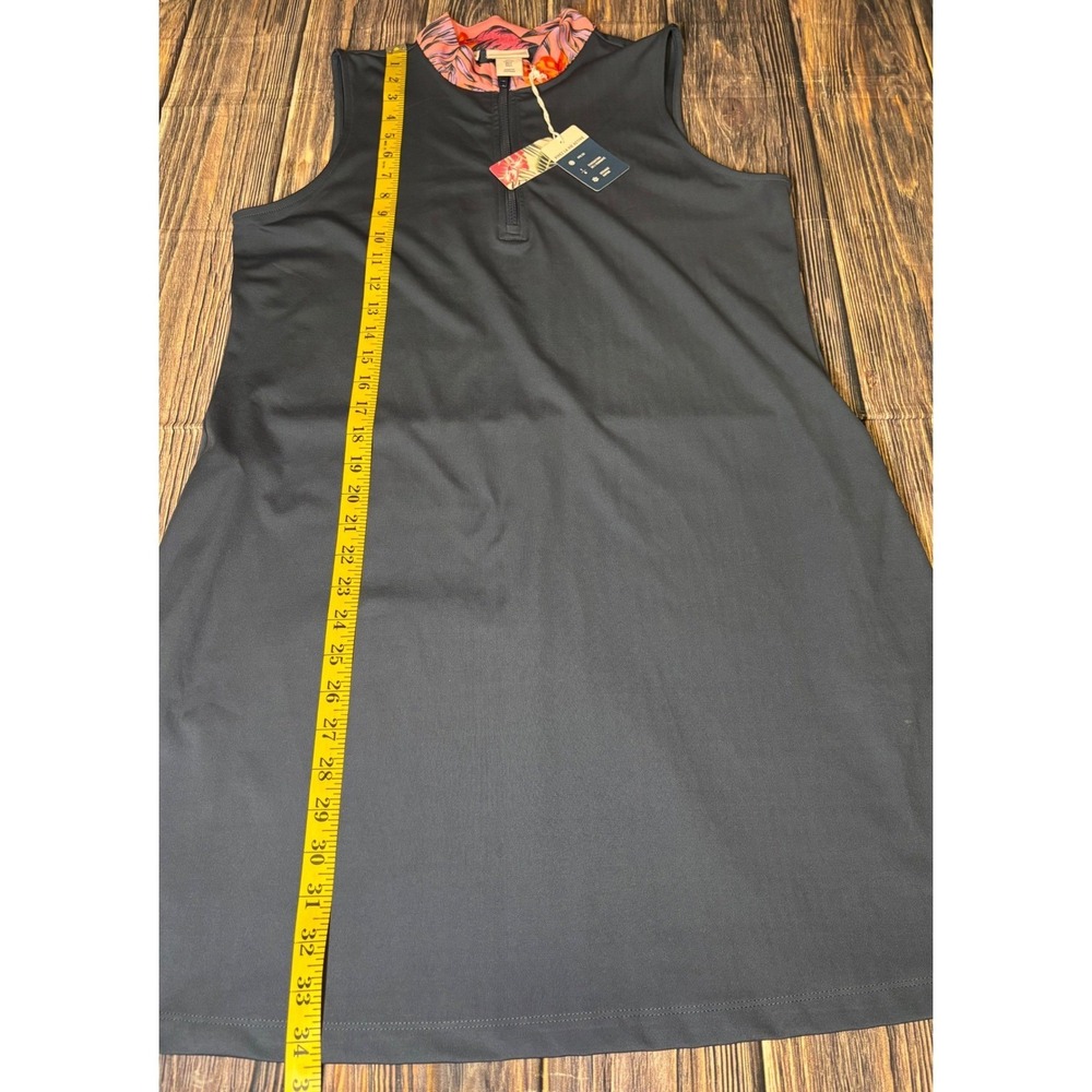 Tommy Bahama Golf Polo Dress Womens Size L Navy Sleeveless Zip 1/4 Neck Tropical - Picture 4 of 12